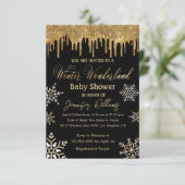 baby shower voor goudsneeuwvlokken in de winter kaart (Staand voorkant)