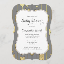 Baby shower voor grijze en gouden pijlen kaart
