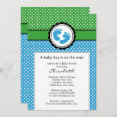 Baby shower voor groene blauwvoetafdruk kaart (Voorkant / Achterkant)