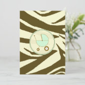 Baby shower voor groene en bruine zebra kaart (Staand voorkant)