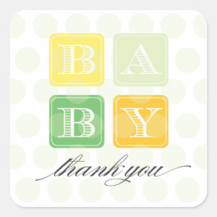Baby shower voor groene en gele klokken vierkante sticker