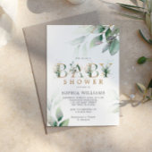 Baby shower voor groene en gouden eucalyptus kaart