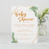Baby shower voor groene en gouden Waterverf Kaart (Staand voorkant)