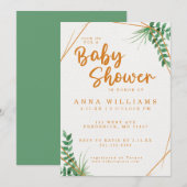 Baby shower voor groene en gouden Waterverf Kaart (Voorkant / Achterkant)