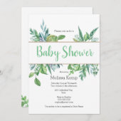 Baby shower voor groene en goudolie kaart (Voorkant / Achterkant)