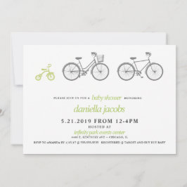 Baby shower voor groene fiets kaart