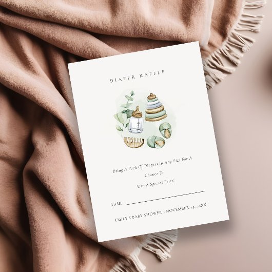 Baby shower voor groene kerrie Essential Diaper Informatiekaartje