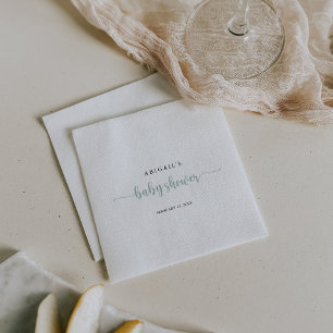 Baby shower voor groene minimalistische kalligrafi servet