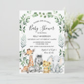 Baby shower voor groene olievlekken met Safari Ani Kaart (Staand voorkant)