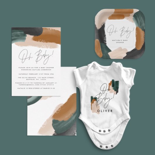 Baby shower voor groene terracotta abstracte water kaart