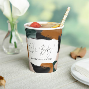 Baby shower voor groene terracotta abstracte water papieren bekers