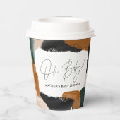 Baby shower voor groene terracotta abstracte water papieren bekers (Achterkant)