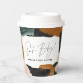 Baby shower voor groene terracotta abstracte water papieren bekers (Voorkant)