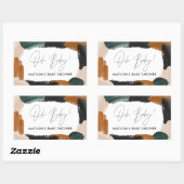 Baby shower voor groene terracotta abstracte water rechthoekige sticker (Vel)