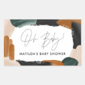 Baby shower voor groene terracotta abstracte water rechthoekige sticker (Voorkant)
