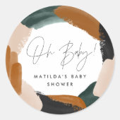Baby shower voor groene terracotta abstracte water ronde sticker (Voorkant)