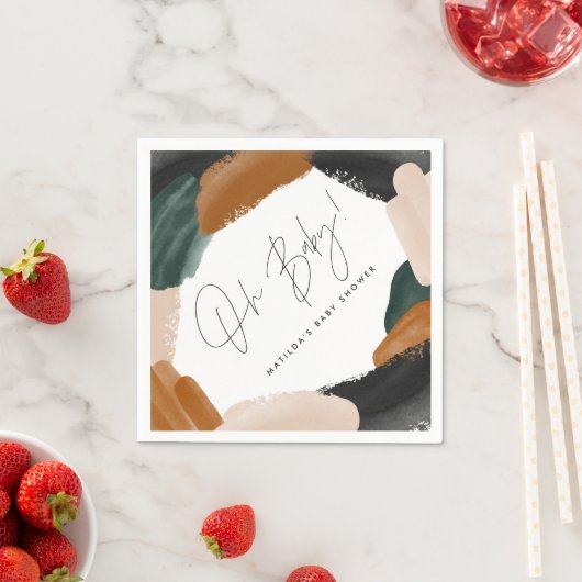 Baby shower voor groene terracotta abstracte water servet (Insitu)