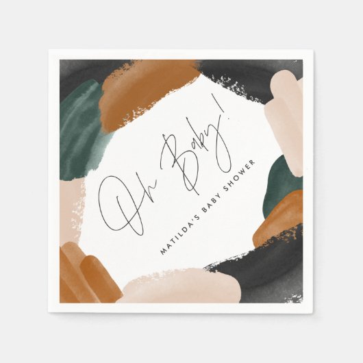 Baby shower voor groene terracotta abstracte water servet (Voorkant)