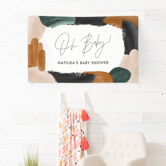 Baby shower voor groene terracotta abstracte water spandoek (Insitu)