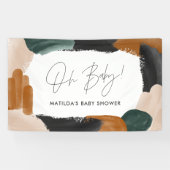 Baby shower voor groene terracotta abstracte water spandoek (Horizontaal)