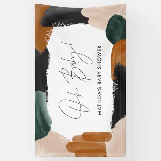 Baby shower voor groene terracotta abstracte water spandoek (Verticaal)