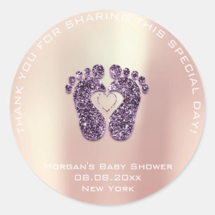 Baby shower voor hartklep cadeautje Roze biole Ronde Sticker