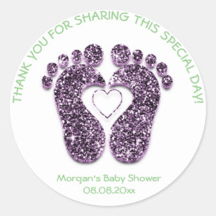Baby shower voor hartslag Hartelijk dank Mint Paar Ronde Sticker