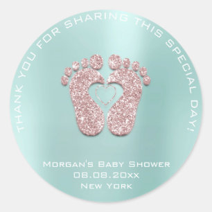 Baby shower voor hartverwarmingsfeet Gift - Aqua r Ronde Sticker