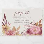 Baby shower voor herfst Pumpkin en wilde bloemen Sparkling Wijnetiket (Enkel label)