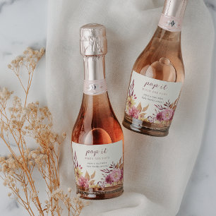 Baby shower voor herfst Pumpkin en wilde bloemen Sparkling Wijnetiket