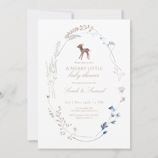 Baby shower voor herten in het bos bedankkaart (Voorkant)