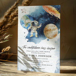 Baby shower voor het aftellen van ruimteplaneten kaart
