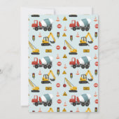Baby shower voor het Cute Blue Construction Digger Kaart (Achterkant)