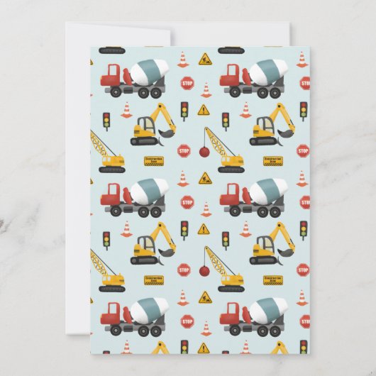 Baby shower voor het Cute Blue Construction Digger Kaart (Achterkant)