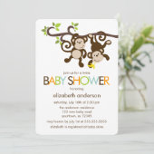 Baby shower voor het draaien van apen kaart (Staand voorkant)