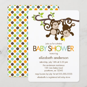Baby shower voor het draaien van apen kaart