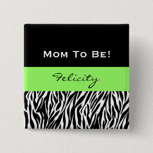 baby shower voor het maken van een modern zebra Af Vierkante Button 5,1 Cm
