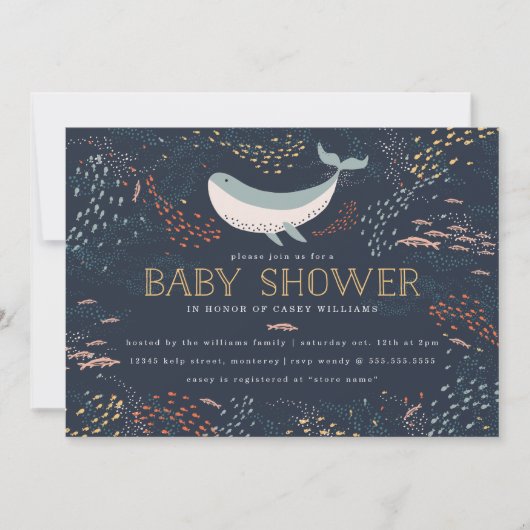 Baby shower voor het mariene leven kaart (Voorkant)