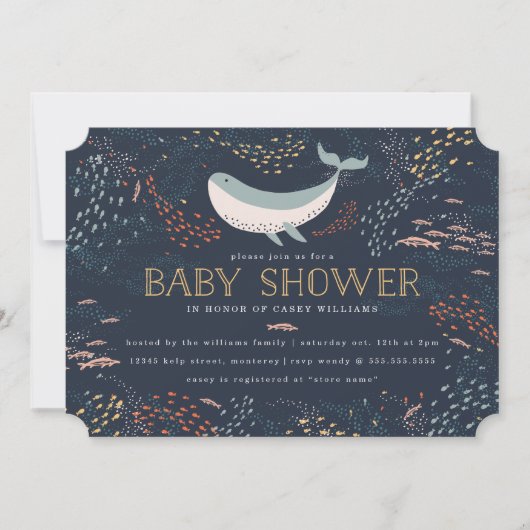 Baby shower voor het mariene leven kaart (Voorkant)