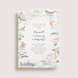 Baby shower voor het mariene leven kaart