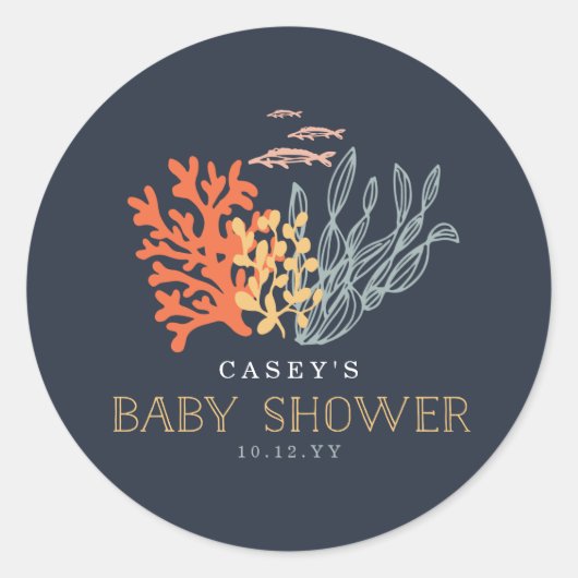 Baby shower voor het mariene leven ronde sticker (Voorkant)