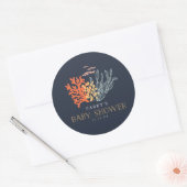 Baby shower voor het mariene leven ronde sticker (Envelop)