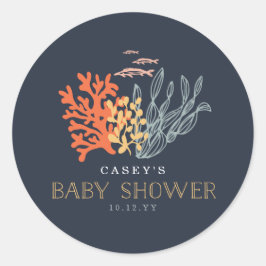 Baby shower voor het mariene leven ronde sticker