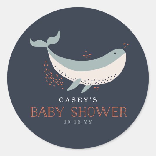 Baby shower voor het mariene leven ronde sticker (Voorkant)