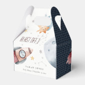 Baby shower voor het ultraviolette ruimtevaartuig bedankdoosjes (Achterkant)