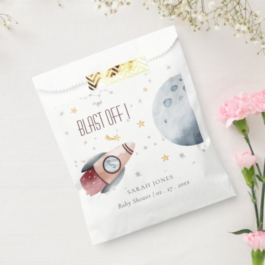 Baby shower voor het ultraviolette ruimtevaartuig bedankzakje (Gezegeld)