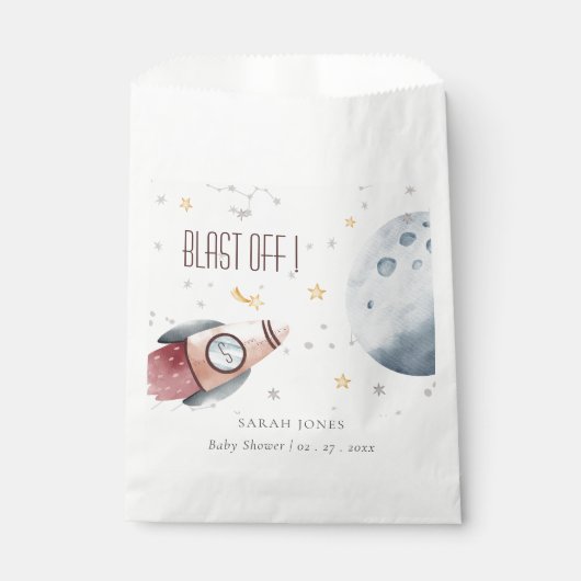 Baby shower voor het ultraviolette ruimtevaartuig bedankzakje (Voorkant)