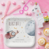 Baby shower voor het ultraviolette ruimtevaartuig papieren bordje (Feest)
