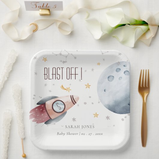 Baby shower voor het ultraviolette ruimtevaartuig papieren bordje (Huwelijk)