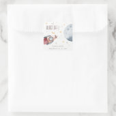 Baby shower voor het ultraviolette ruimtevaartuig vierkante sticker (Tas)